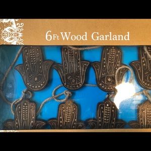 Wooden Carved Hamsa Garland